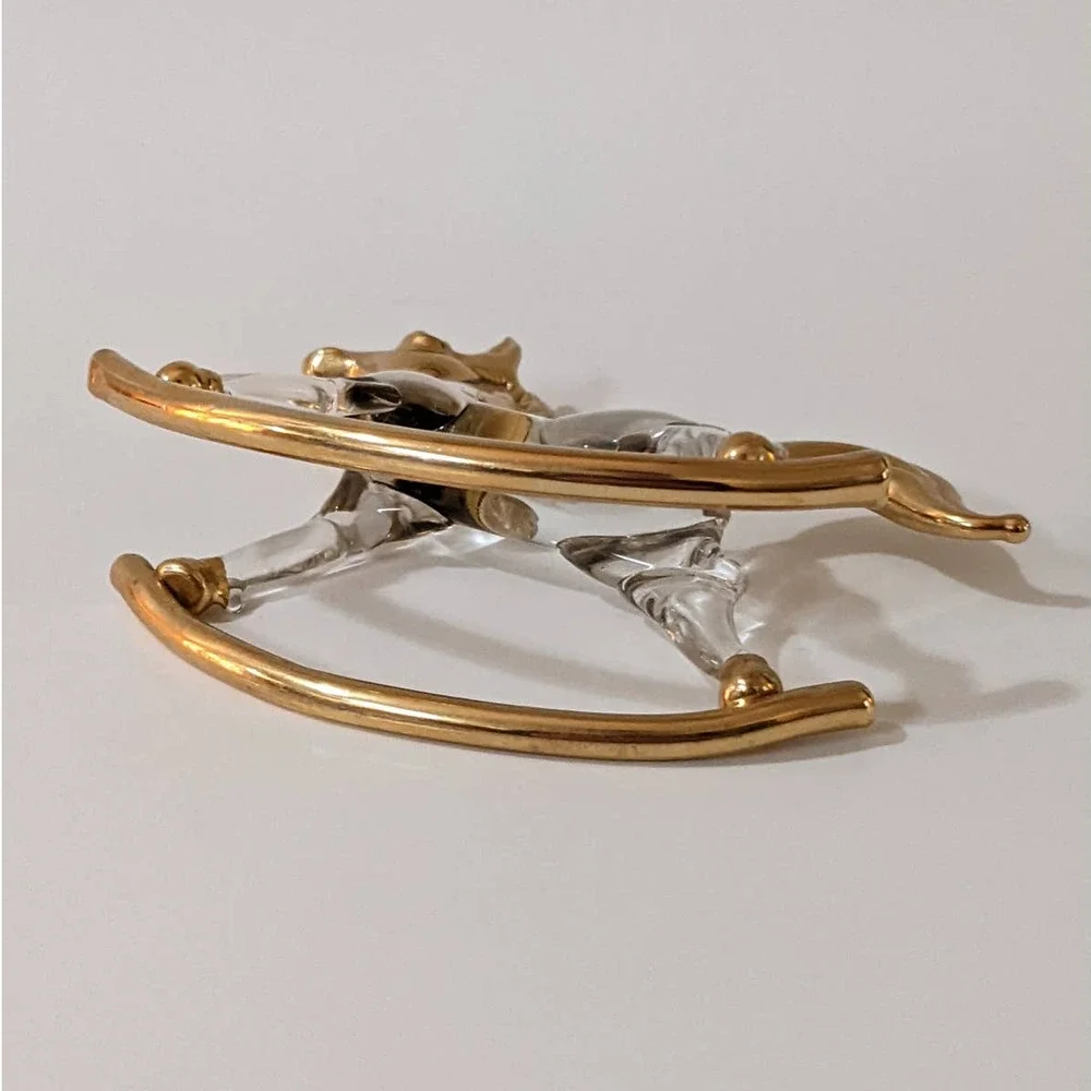 Vintage Crystal‎ & Gold Rocking Horse Small Figurine